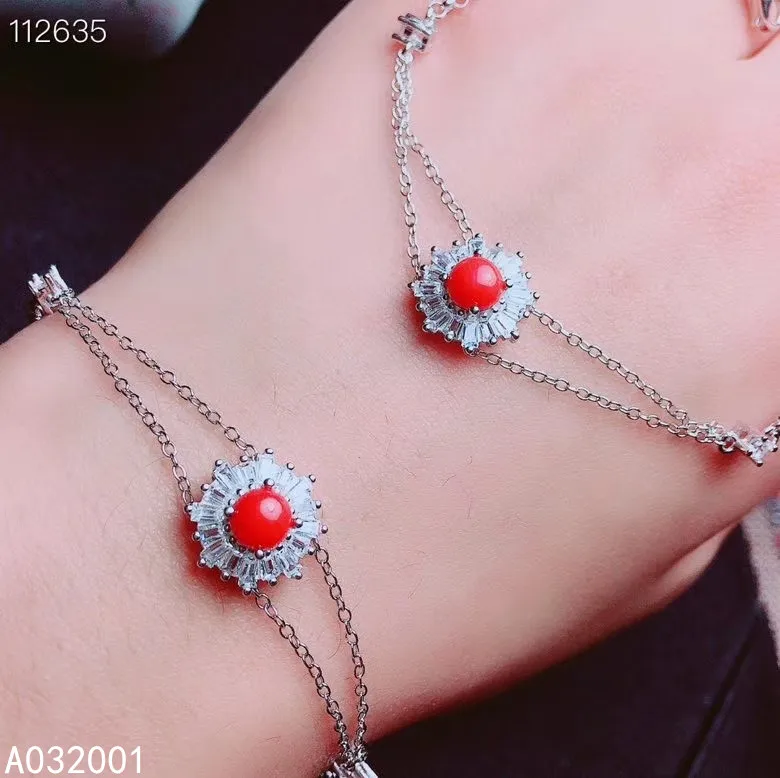 

KJJEAXCMY fine jewelry natural red coral 925 sterling silver new women hand bracelet support test lovely