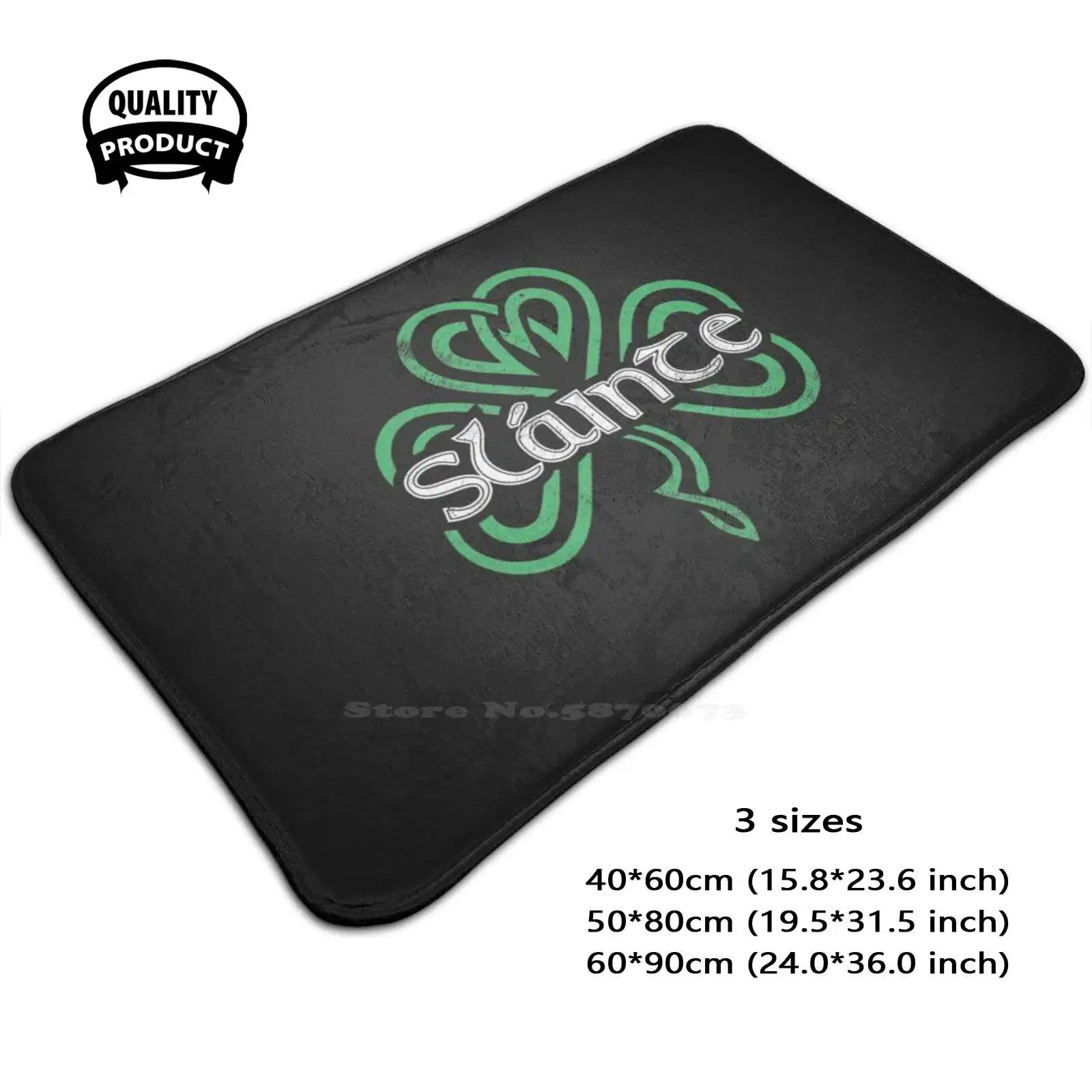 Slainte Gaelic Drinking Toast Cheers Good Health Funny Day Saying Retro Shamrock Graphic Soft Cushion Home Carpet Door Mat Car