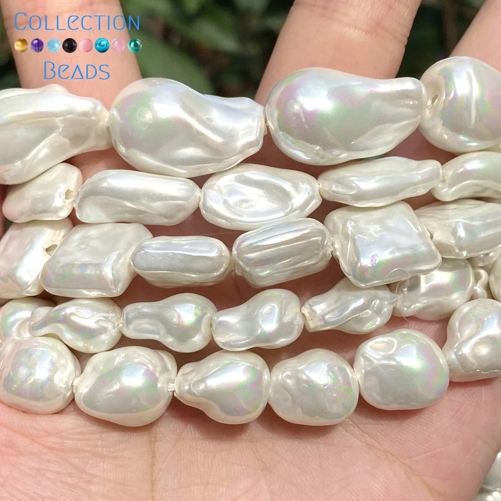 1 3 5 10pcs Natural Electroplating Imitation Baroque Pearl Shell Beads Loose White Beads For Jewelry Making Diy Bracelet