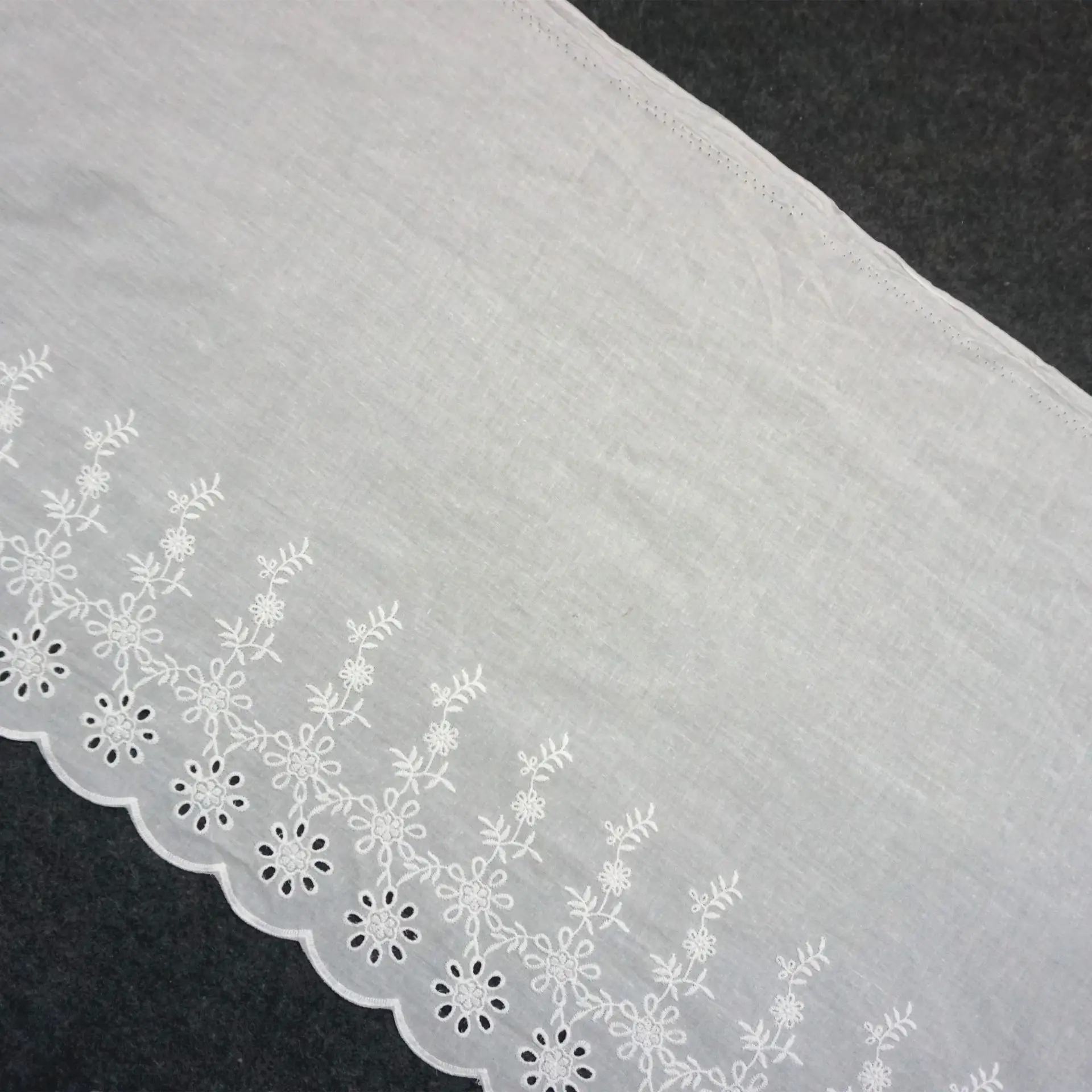 

White Floral Embroidered Cloth Hollow Cloth Women's Summer Cotton Cloth Hollow Lace Fabric