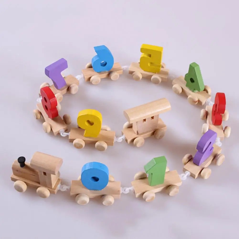 

Digital Small Train 0-9 Number Railway Model Children Wooden Wood Kids Toy Learning Educational Children Toys 800 x 40 x 50mm