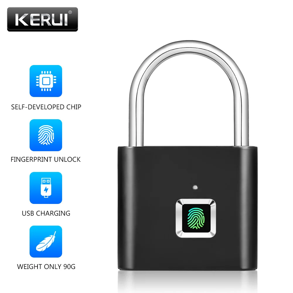 kerui impressao digital cadeado eletronico inteligente usb recarregavel anti roubo de seguranca keyless eletronico bolsa de bagagem case bloqueio 01