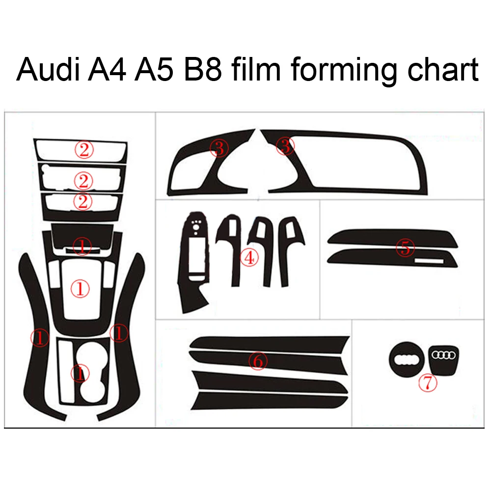 

For Audi A4 A5 B8 2009-2016 Interior Central Control Panel Door Handle 3D/5D Carbon Fiber Stickers Decals Car Styling Accessorie