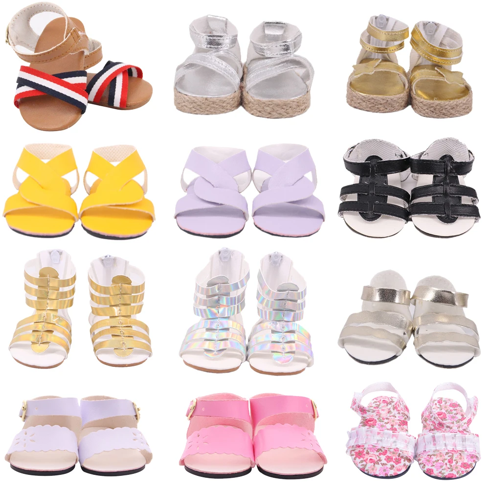 Doll Shoes Summer sandals Leather Boots Fit 43cm Reborn Baby Doll,18 Inch Girl American Doll,Our Generation Doll,Christmas Gift