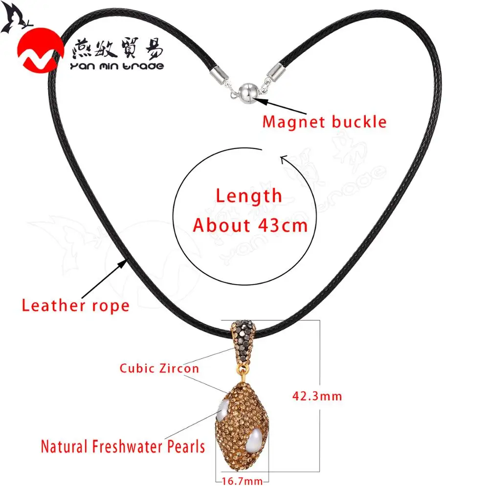 Natural Pearl Necklace Luxury Cubic Zircon Water Drop Irregular Pendant Rope Necklace 2020 Bridesmaid Gift Wedding Jewelry