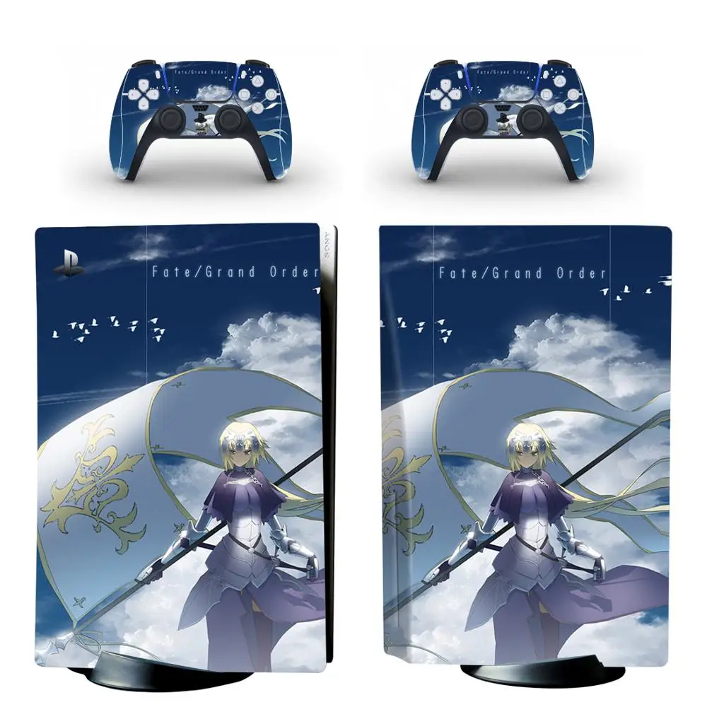 Sarung Stiker Kulit Edisi Cakram Standar Fate Saber PS5 untuk Konsol PlayStation 5 & Pengendali PS5 Stiker Vinil Kulit