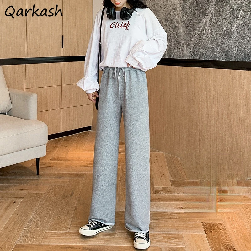 

Drawstring Pants Women Simple All-match Teenagers Loose Soft Solid Jogging Casual Basic Trendy Ulzzang Females Workout Trousers