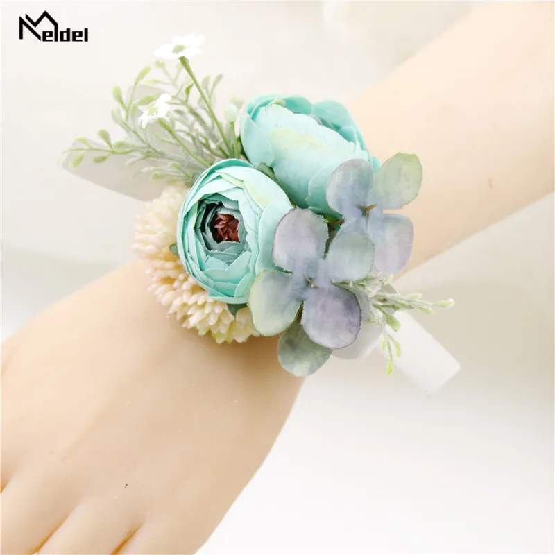 Meldel Polso Corsage Del Fiore della Rosa Sposo Boutonniere di Cerimonia Nuziale Fatto A Mano Fiore Damigella D'onore Polso Corpetto del Vestito Da Cerimonia Nuziale Boutonnieres