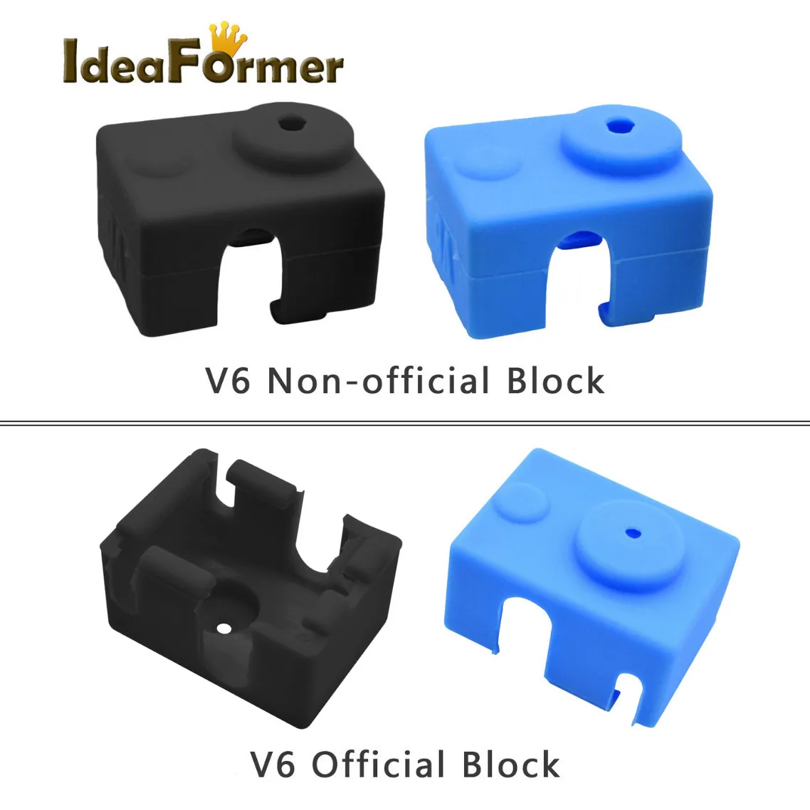 1pc V6 Silicone Sock 3D Printer Support V6 PT100 Original J-head Hotend 1.75/3.0mm Heated Block Extruder for 3D Printer