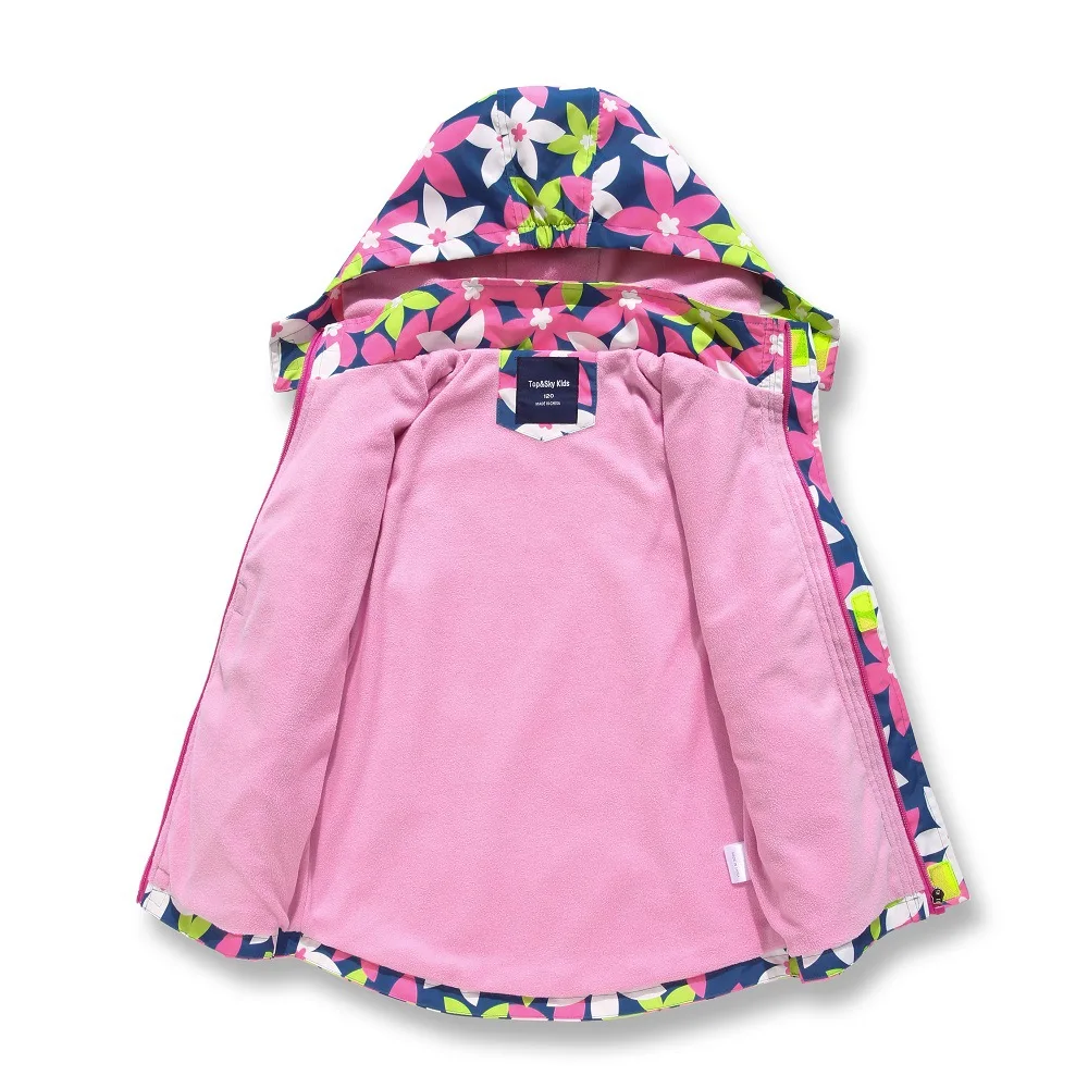 New Spring Autumn Child Kid Clothe Baby Girl Windproof Waterproof Jacket Outwear Double Deck Inner Polar Fleece