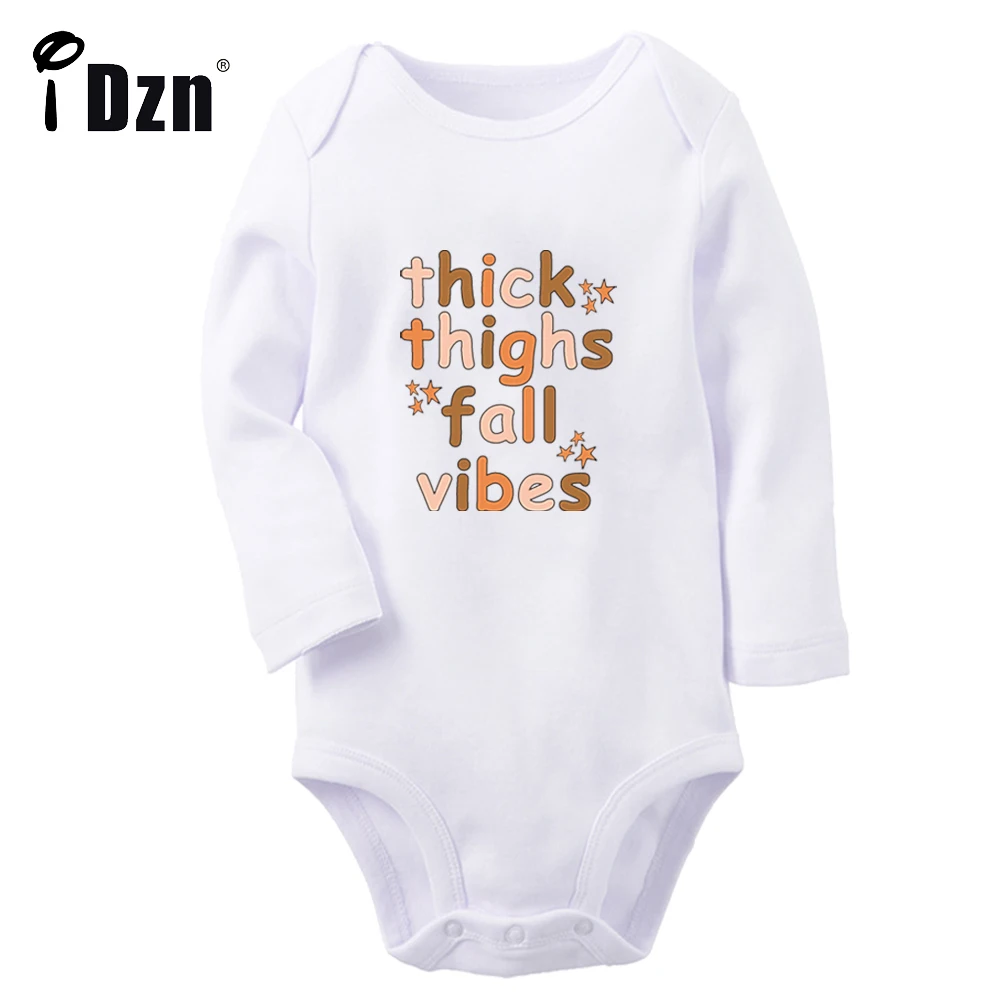 iDzn Thick Thighs & Fall Vibes Baby Boys Fun Rompers Baby Girls Cute Bodysuit Infant Long Sleeves Jumpsuit Newborn Soft Clothes
