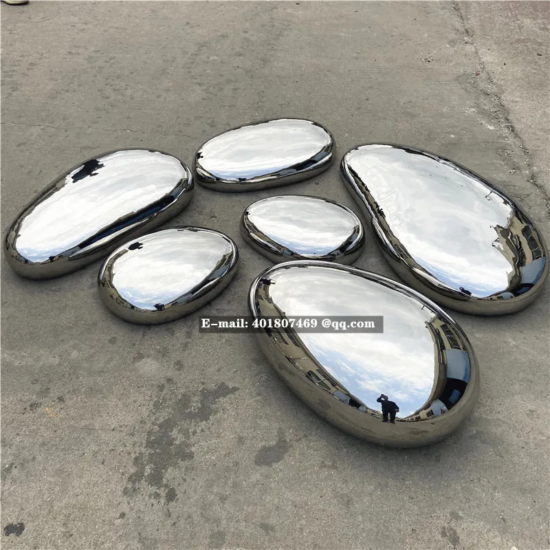 Stainless steel pebble art decoration sculpture decoration mirror landscape stone outdoor lawn stone sculpture