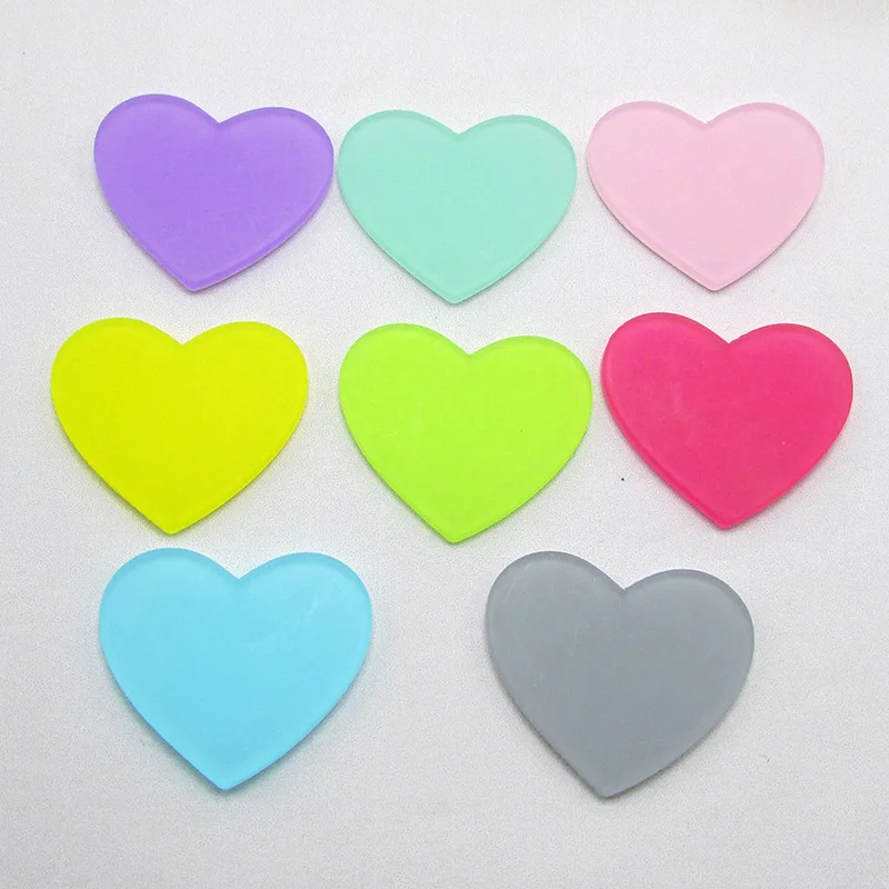 100pcs/lot candy color acrylic heart  padded applique Crafts for headwear hairbands DIY accessories