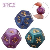 3PCS 12-Sided Dice Astrology Tarot Card Multifaceted Constellation Dice Leisure And Entertainment Toys For Party Game