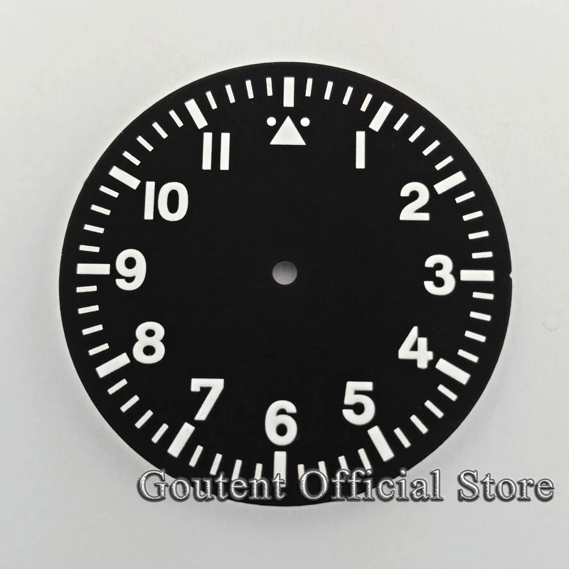 35.5mm Black Watch Dial White/Green Marks Kit Miyota 8205/8215/821A Mingzhu DG2813/3804 Movement Wristwatch Faces