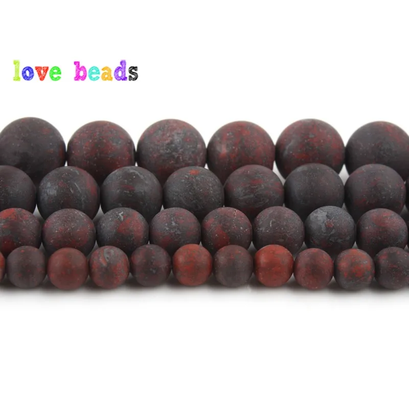4/6/8/10/12mm Dark Red Flower Jaspers Natural Stone Round Beads for Jewelry Making DIY Bracelet Accessories 15\