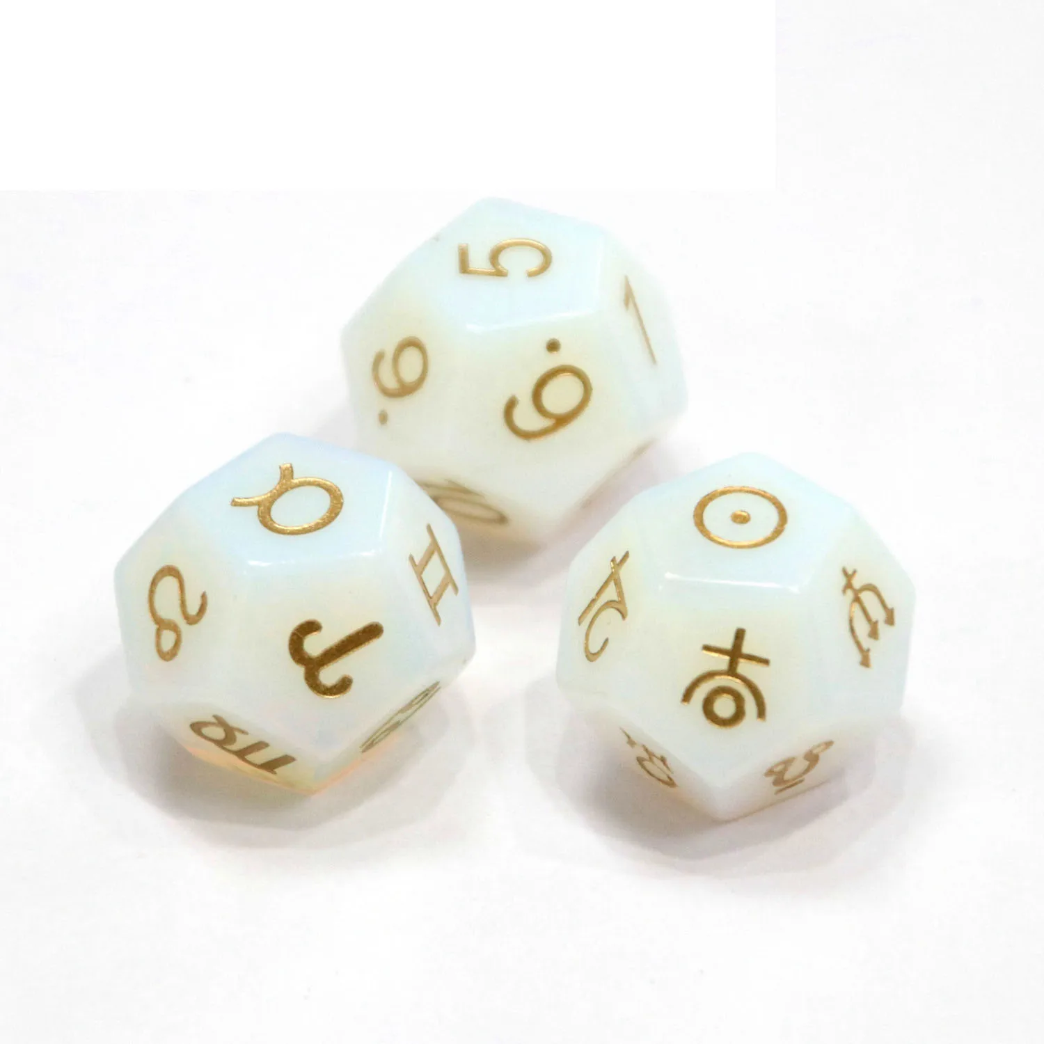 Natural Gems Astrology Tarot Dice Stone Engrave Constellation Magic Polyhedral Dice D12 Zodiac Sign Carving Dice Gift DIY Custom