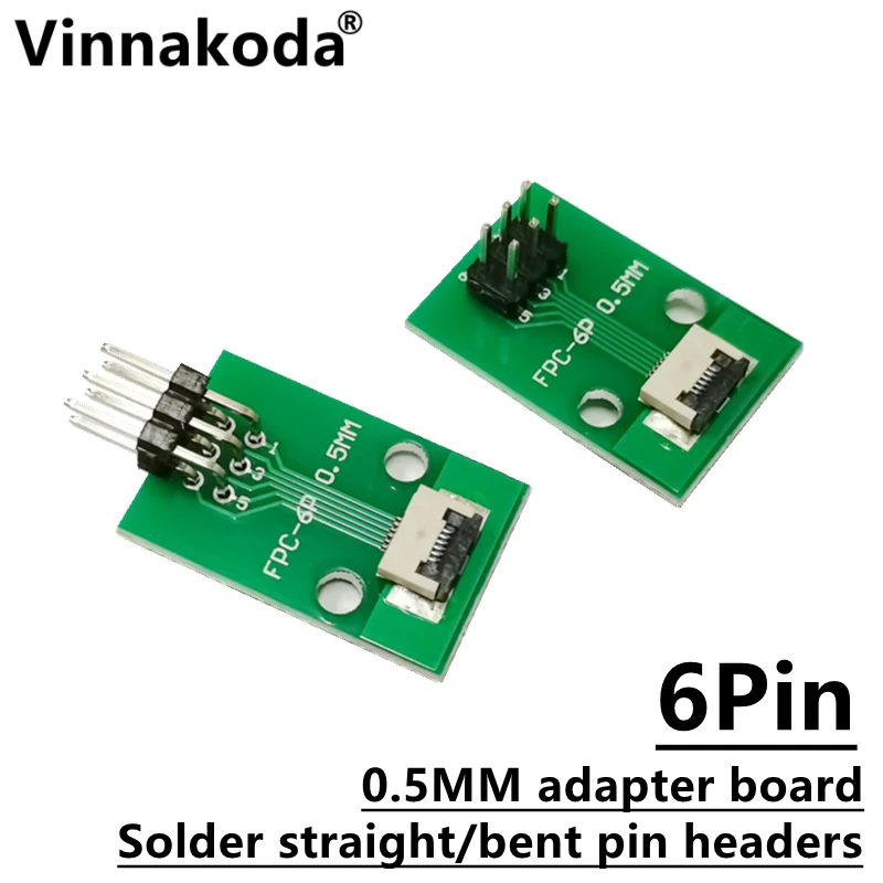 

2PCS FFC/FPC adapter board 0.5MM-6P to 2.54MM welded 0.5MM-6P flip-top connector Welded straight and bent pin headers