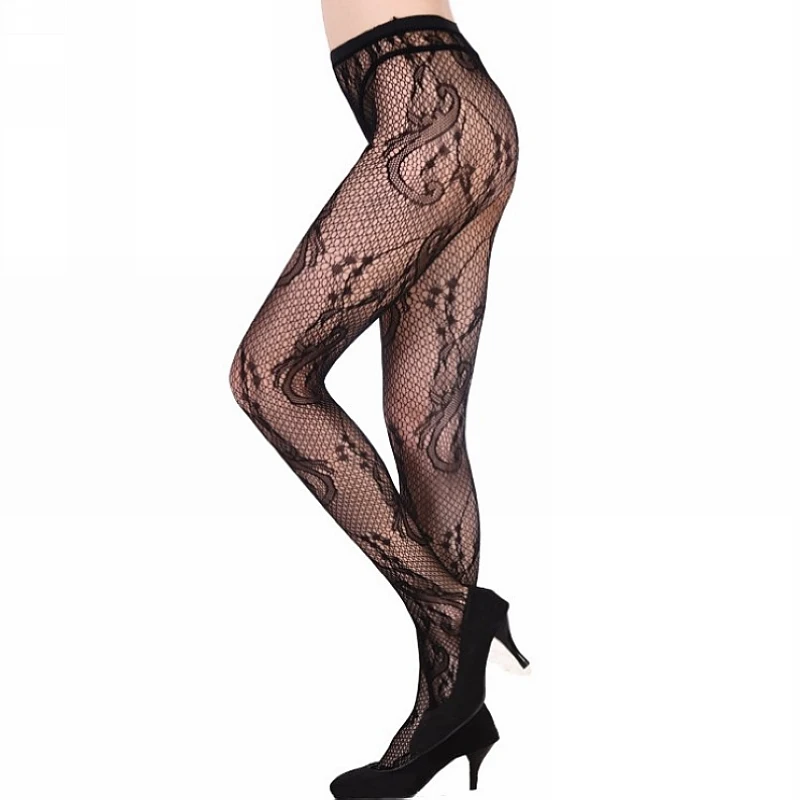 Womens Sexy Fishnet Tights Jacquard Weave Seamless Pantyhose Yarns Garter Grid Fish Net Stockings Hose Sexy Lingerie Collant