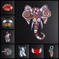 2019 New Big Bikers Butterfly Wings Sequins Patches Sew On Flower Elephant Embroidered Jeans Coat Hat Decor Sexy Lips Stickers