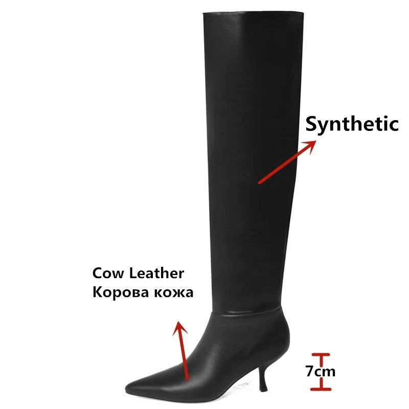 FEDONAS 2025 Top Quality Genuine Leather Knee High Boots Concise Female Pointed Toe High Heels Pumps Party Shoes Woman Long Boot