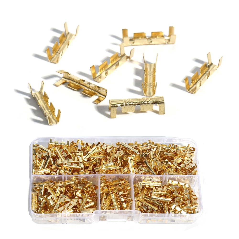 

400/1000pcs boxed U shaped terminal brass cold inserts connector small teeth fascia Electrical wire crimping quick connection