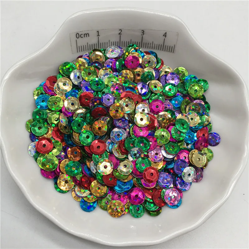 10g 6mm Laser Color Cup PVC Sequins Glitter Paillettes For Clothes,Hat,Shoes.Kids DIY.Crafts Handmade Accessory Wholesale