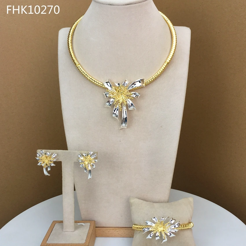 

Hot Sale Jewelry Dubai Costume Jewelry Sets Flower Necklace for Women Party Christmas Gifts FHK16537