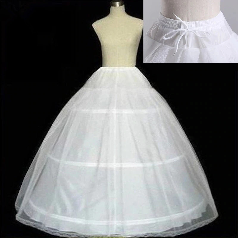 Jupon crinoline avec dentelle pour robe de mariée ligne A, accessoires de sous-jupe, chemise, 3 cerceaux, 2022