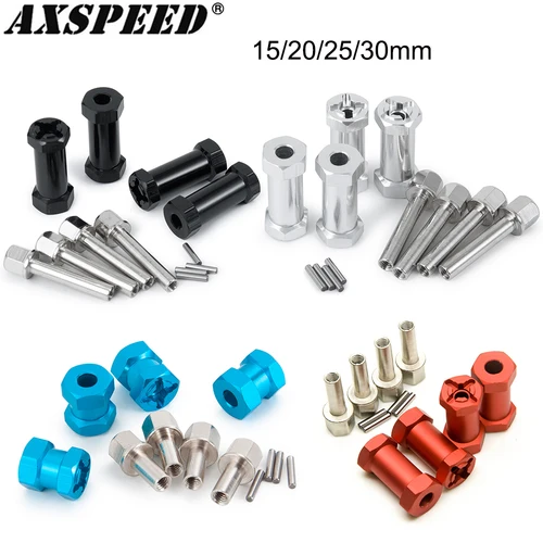 AXSPEED-12mm 휠 육각 어댑터 확장 허브 드라이브 어댑터 15/20/25/30mm, 1/10 축 SCX10 레이스 TRX4 부품용, 4 개 