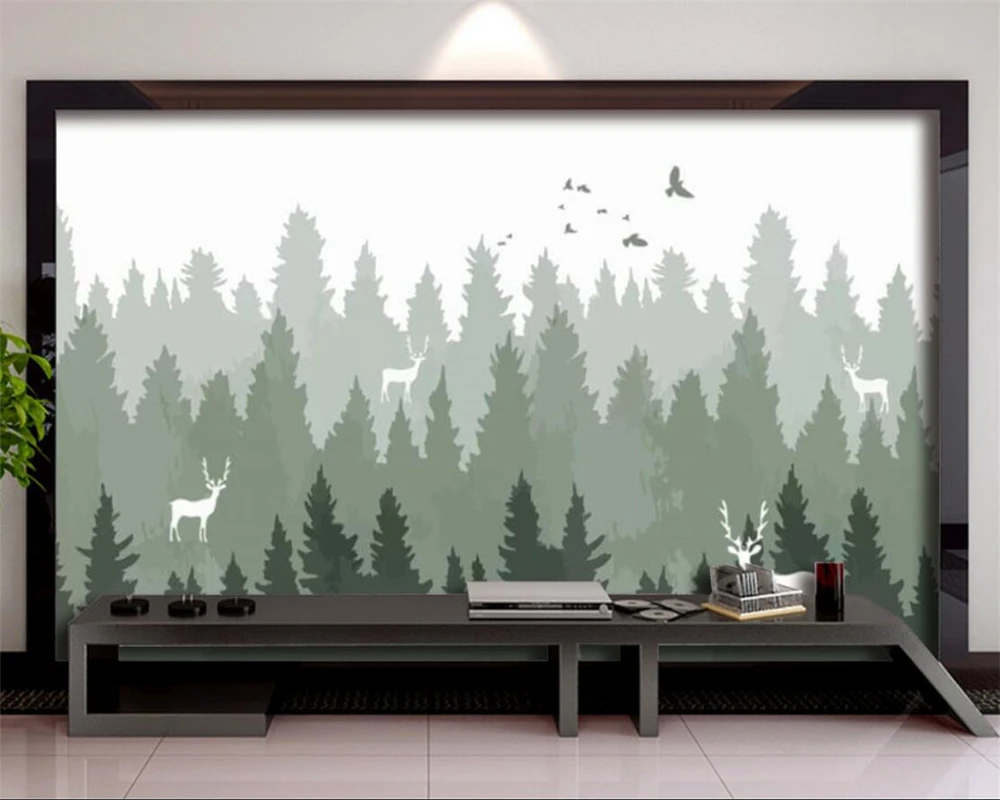 

Custom Mural 3d Wallpaper Nordic Style Abstract Woods Elk Forest Bedroom Background wall papers home decor