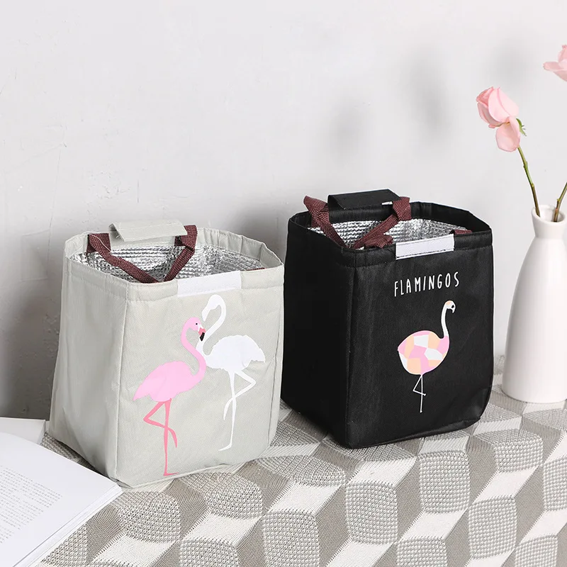 Fashion Flamingo Lunch Bag Kids Women Thermal Cooler Bag Insulated Waterproof Tote Carry Storage Picnic Bento Pouch