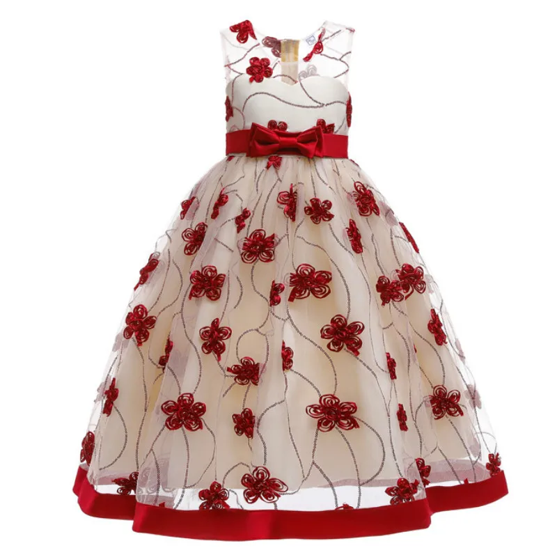 High Quality Princess Girls Wedding 3D Flower Dresses Clothes Children Kids Christmas Vestidos Costume Baby Party Dress Clothing