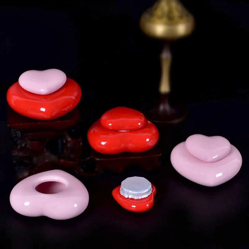 50ML Porcelain Heart box Tea Rouge Love pot Cosmetics Gift Jewelry box Packaging box Ceramic Jar