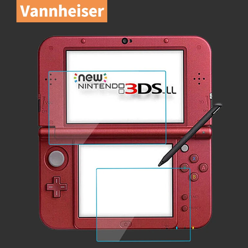 Nintendo New 3DS XL LL Screen Protector Top 9H HD Tempered Glass+Bottom PET Full Clear Cover Protective Film Guard dla 3DS XL/LL