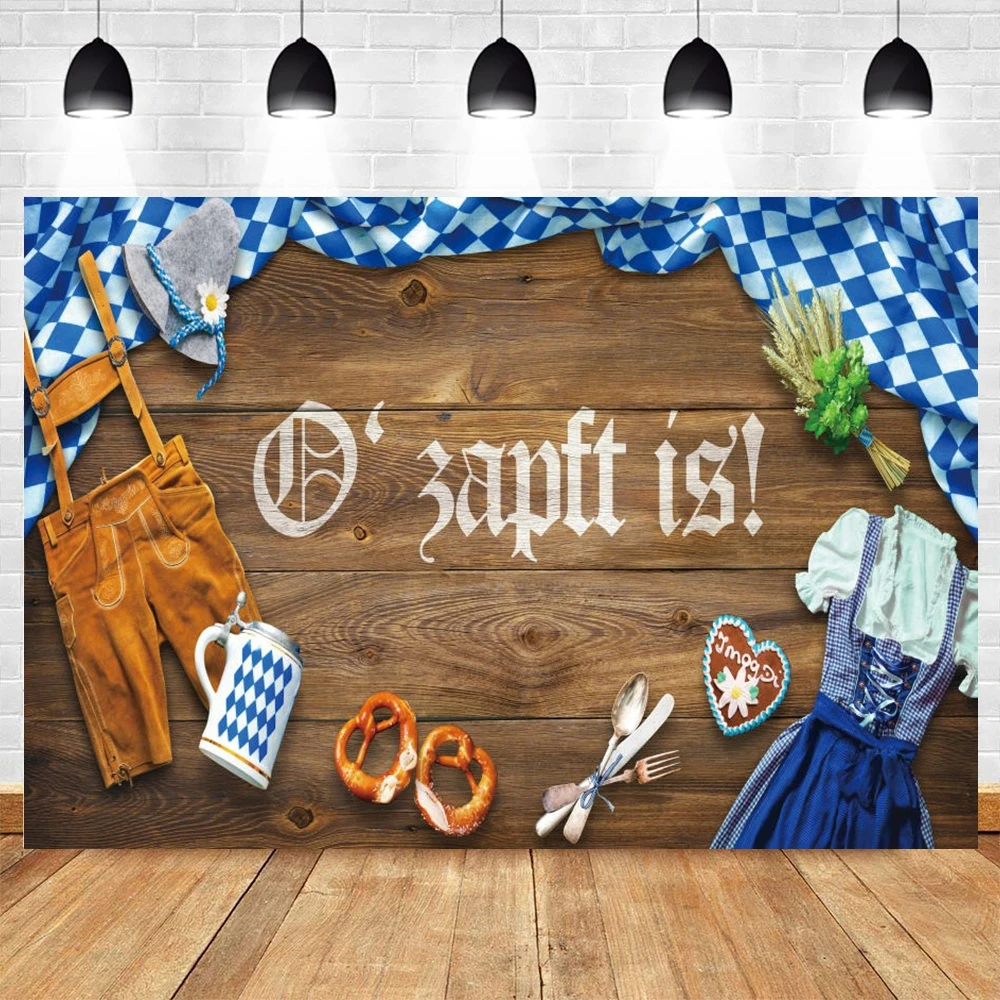 Germany Oktoberfest Photography Backdrops Party Carnival Wood Board Beer Clothes Wheat Photographic Background Vinyl Photocall