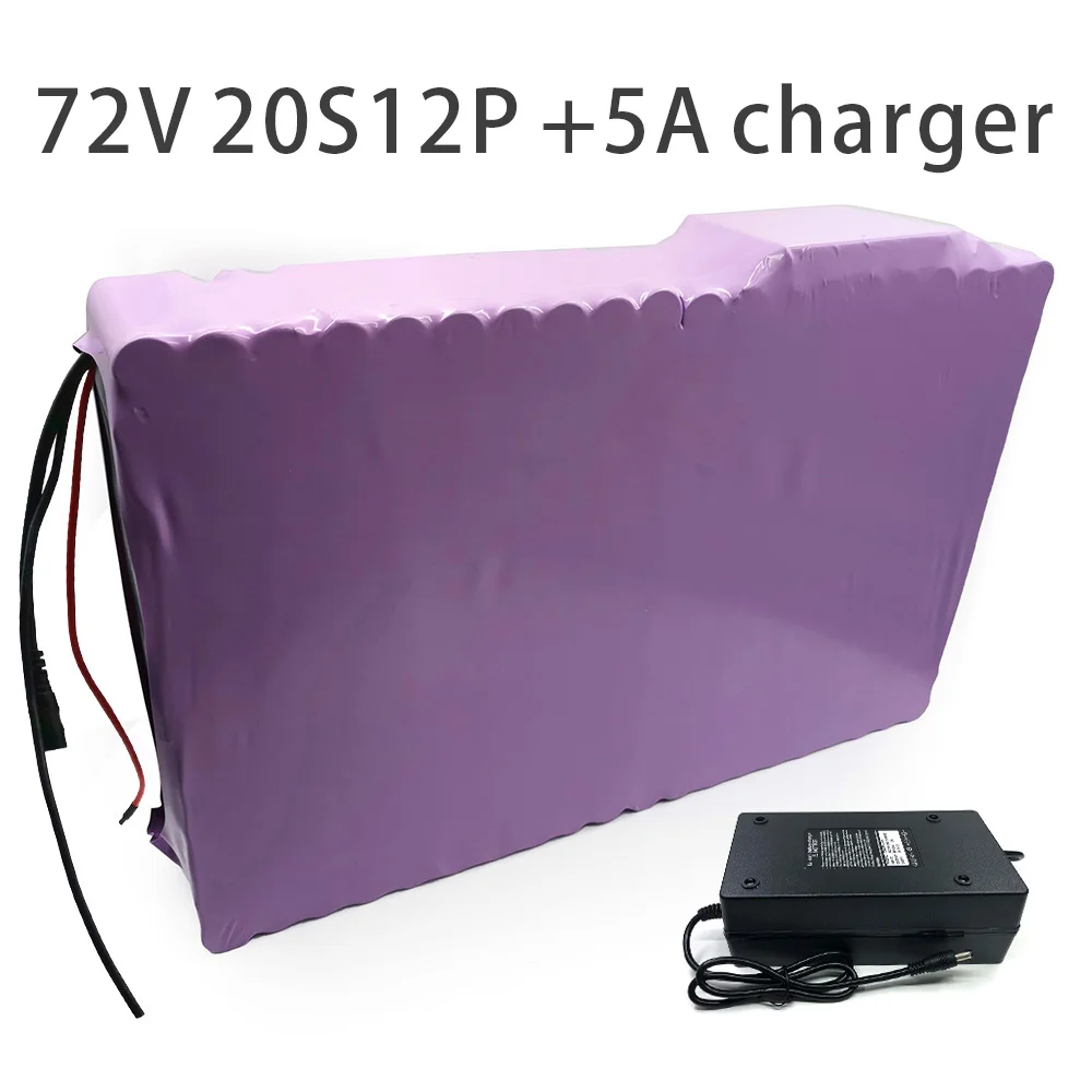 

With 5A charger 42Ah 20S12P 72V battery e-bike ebike electric bicycle Li-ion Motorcycle tricycle customizable 410x260x75mm