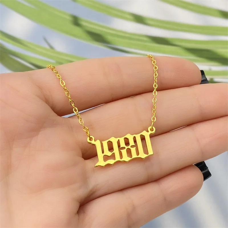 EN Letter Pendant For Women Men Year Necklace Chain From 1980 to 2020 Initial Necklace Choker Trendy Jewelry Birthday Gift