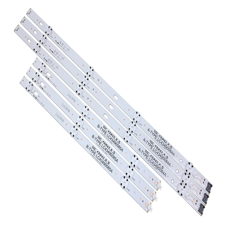 New Kit 6 PCS LED backlight strip for LG 43UJ6300 43UK6300PUE LC43490087A LC43490088A LC43490077A LC43490078A SSC_43UJ63_A