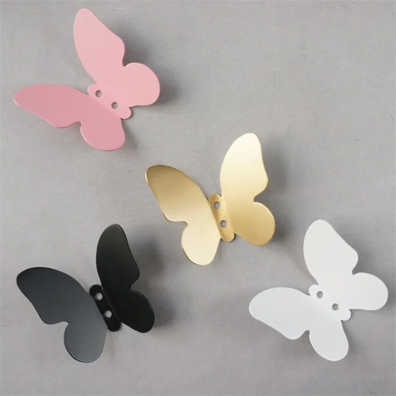 LCH Butterfly Shaped Nordic Style Solid Brass Drawer Handle Cupboard Door Pull Entryway Clothes Hook Home Decoration