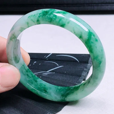 

Zheru Jewelry Natural Burmese Jade 54-64mm Light Green Bangle Elegant Princess Jewelry Best Gift