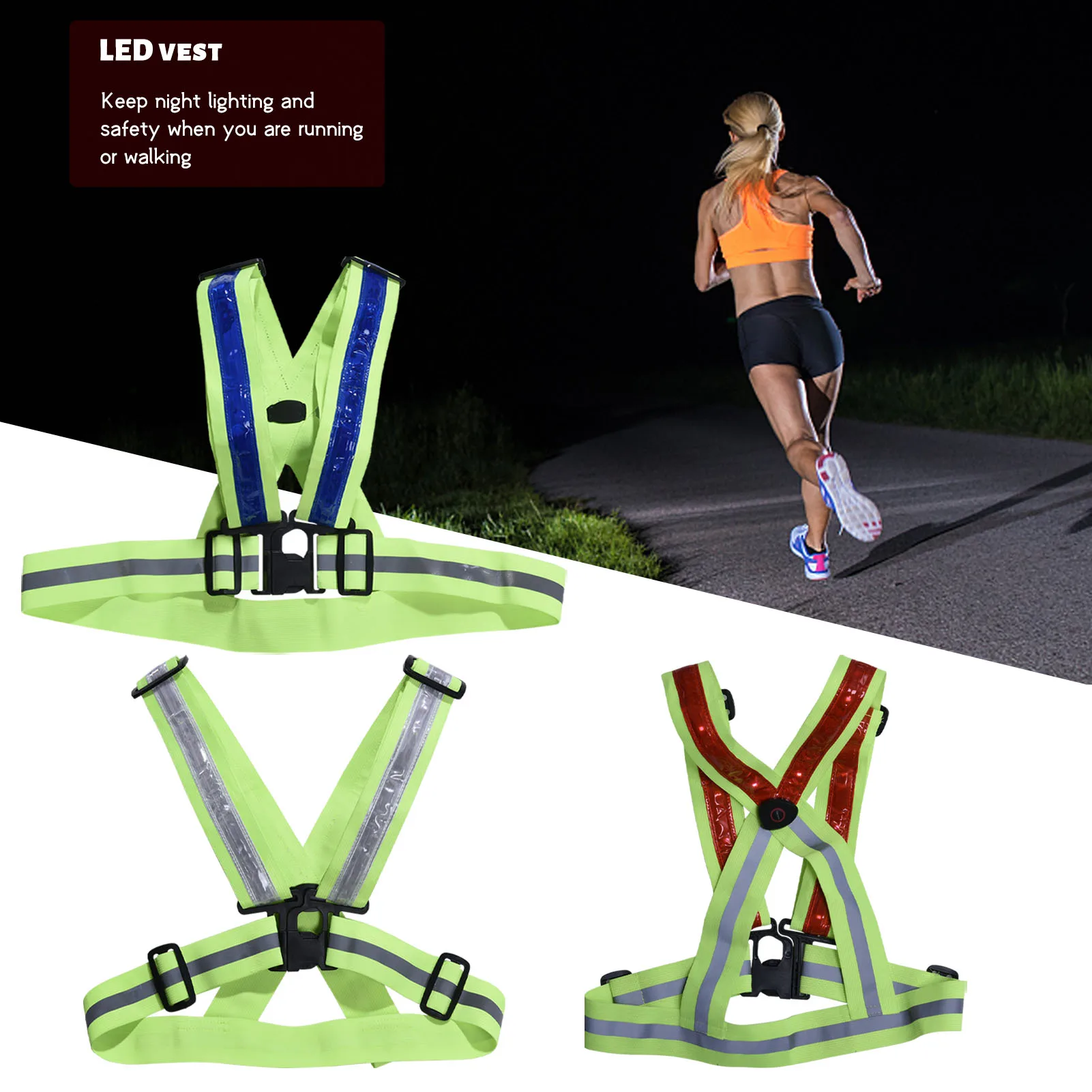 Reflective Vest USB Charging LED Luminous Safety Harness For Night Running And Cycling Lighting And Safety Warning Cycling Equip