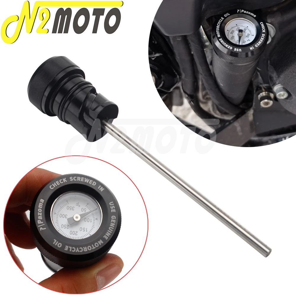 

Motorcycle Fill Cap Oil Tank Temperature Gauge Engine Dipstick for Harley Softail Street Bob FLHCS FXLR FLSB FXST FXBBS
