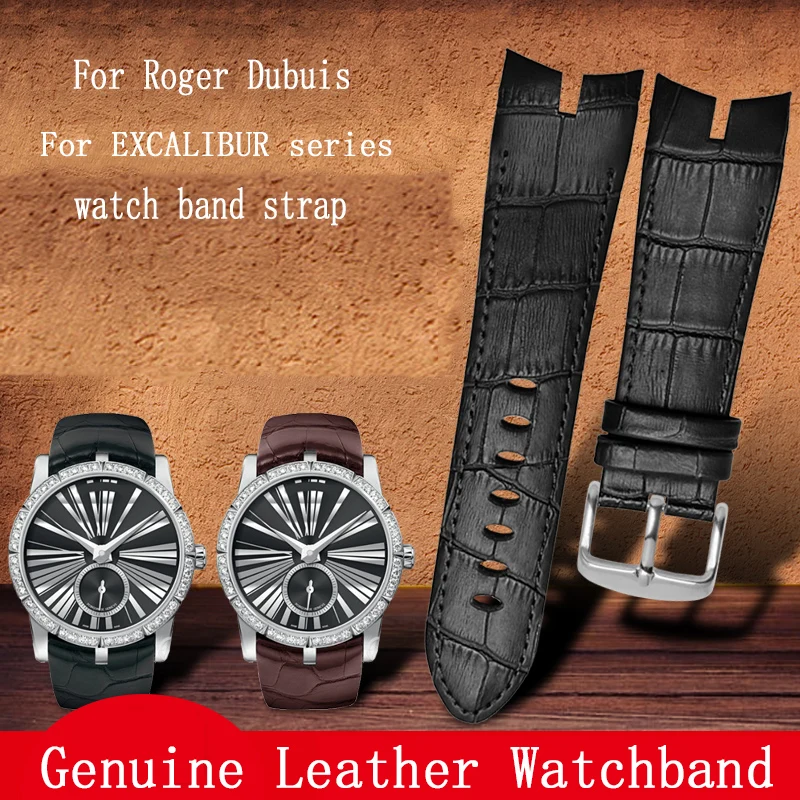 Genuine Leather Watchband 26mm For Roger Dubuis For EXCALIBUR series watch band strap 42mm dial RDDBEX0405 Men's Accessories