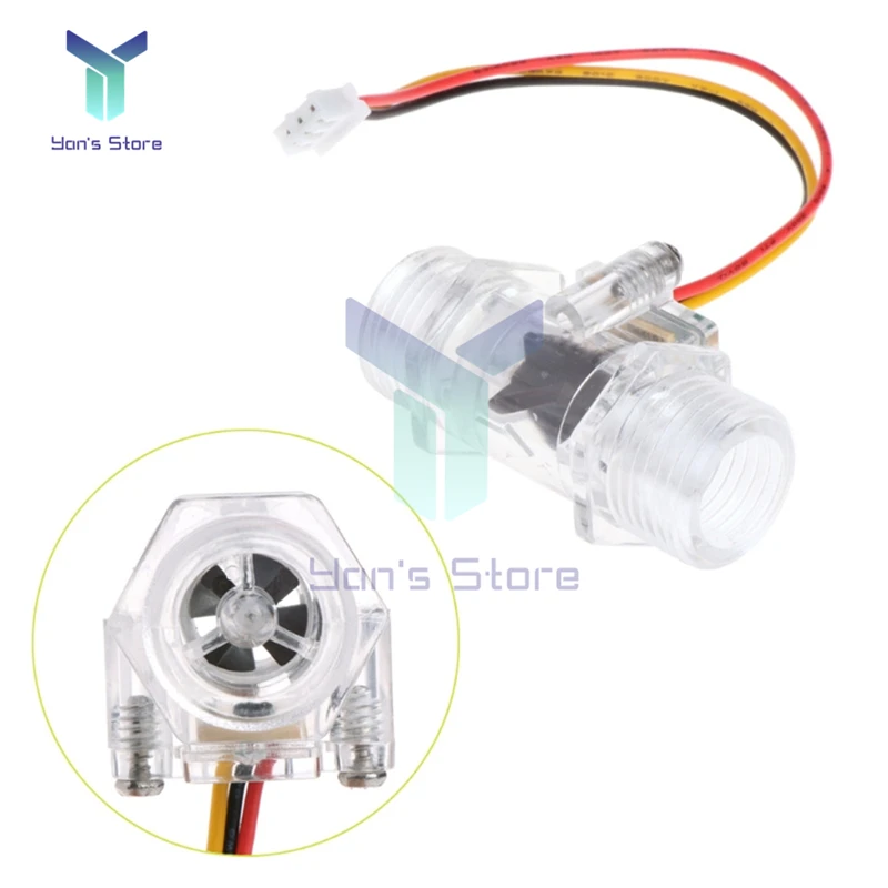 Medidor do Sensor de Fluxo de Água, Medição Plástica, Hall Sensor, Indicador, Transparente, Cobre, DC 5V, 12V, DN15, G1, 2 polegadas