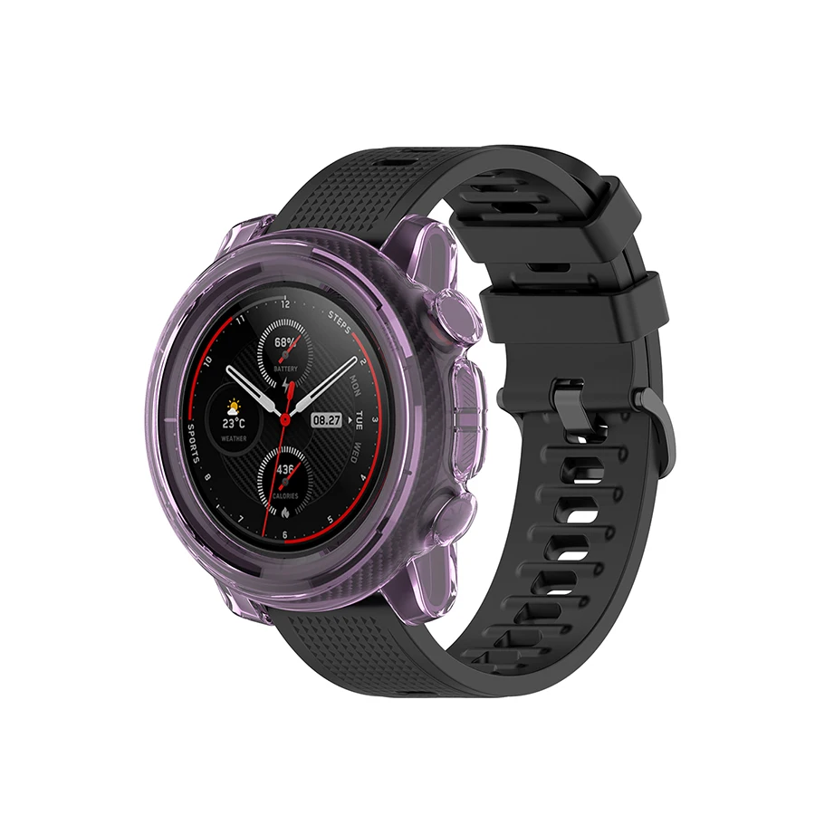 Bao Da Bảo Vệ Cho Amazfit Stratos 3 Dây Đeo Mềm Mại TPU Khung Đồng Hồ Vỏ Ốp Lưng Dành Cho Xiaomi Huami Amazfit Stratos 3 tấm Bảo Vệ