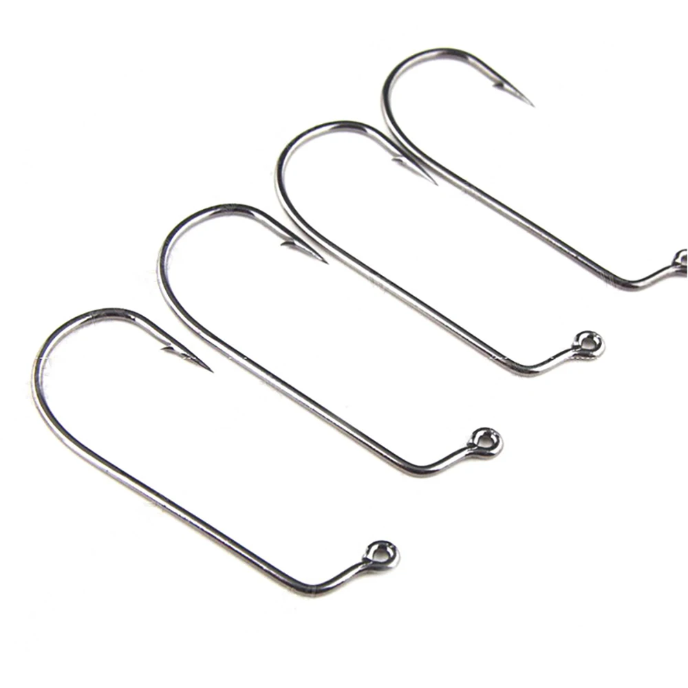 ICERIO 100PCS Hight Carbon Steel 60 Degree Jig Hook Barb Freshwater Saltwater Forged Steel Wire Hooks