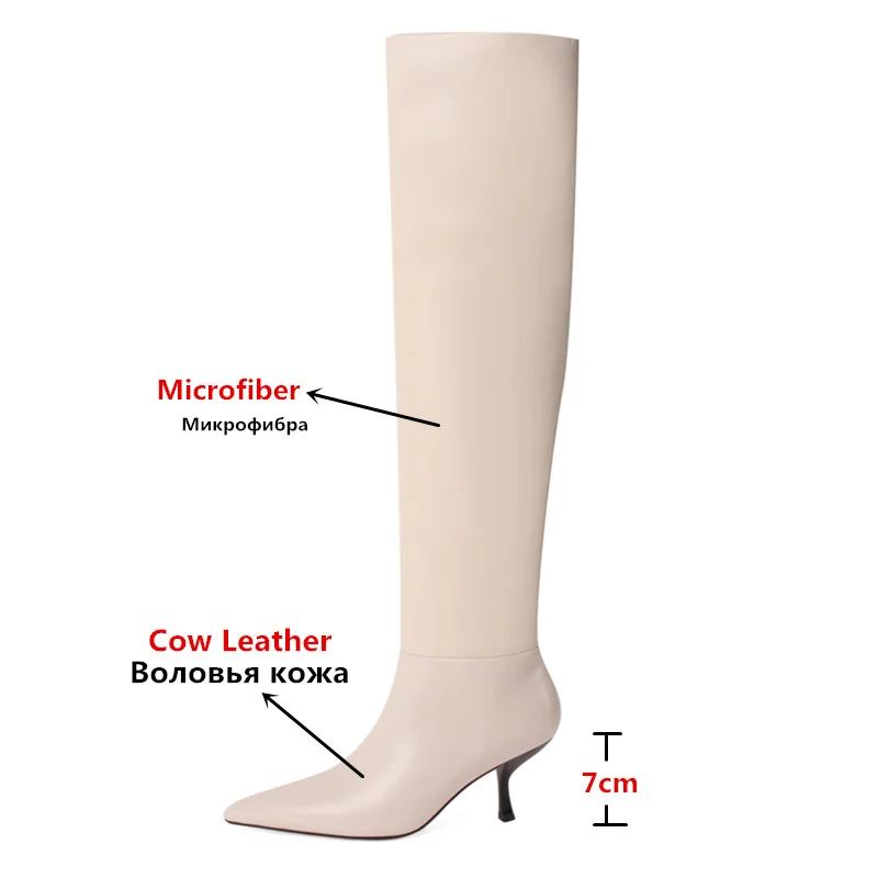 MORAZORA 2024 Size 33-43 Genuine Leather women boots stiletto heels pointed toe ladies shoes winter solid color knee high boots