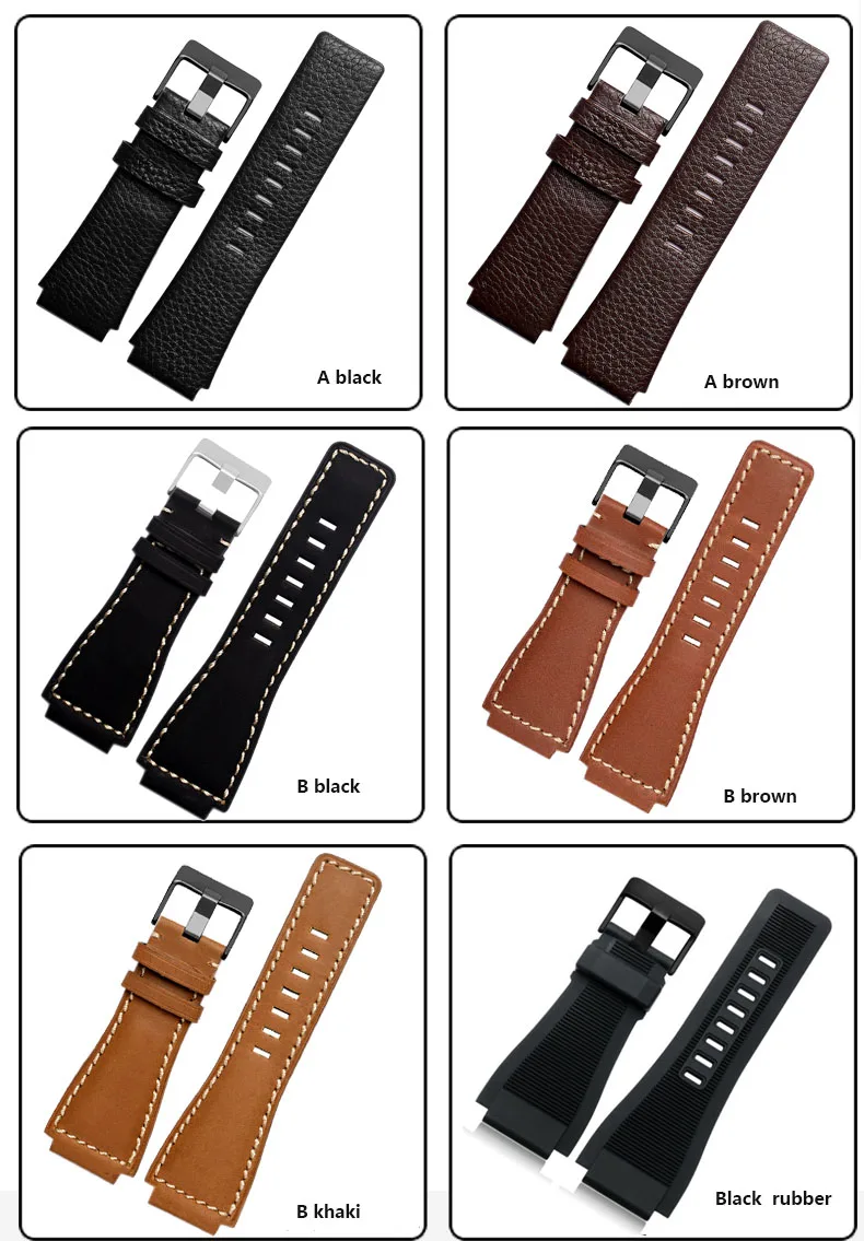 Cowhide watch band  Suitable for BR Bell Ross/Police POLICE watch PL14796J  24mm