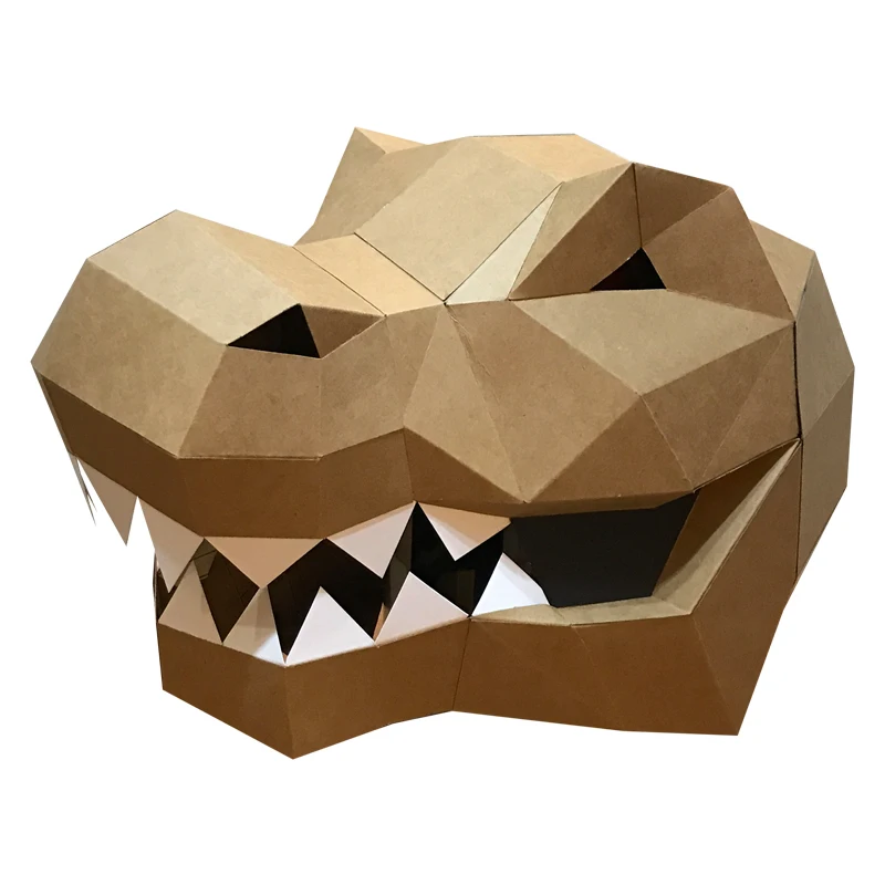 Tyrannosaurus Rex Animal Mask modello di carta, dimensioni ridotte, 3D Papercraft Art Costume Party Cosplay,Handmade DIY Craft RTY175